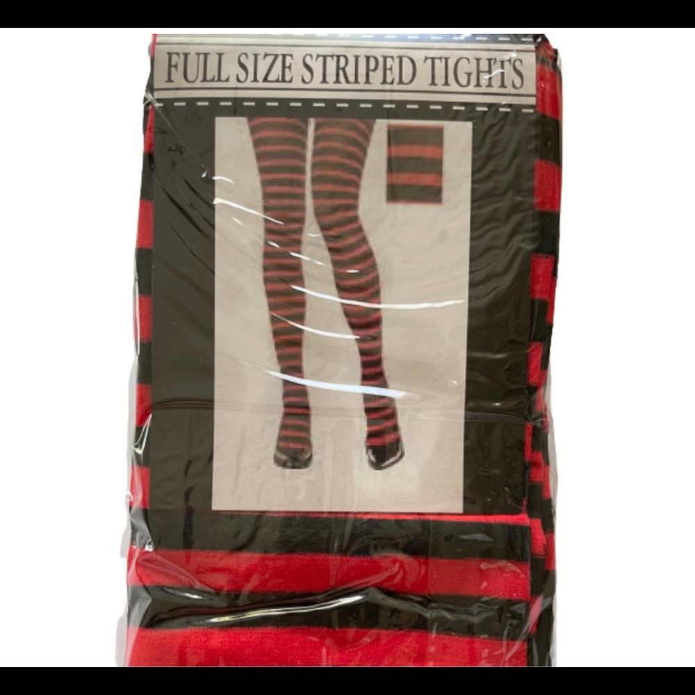 Red & Black striped pantyhose tights One size